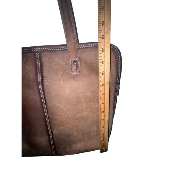 STS Ranchwear Cowhide & Leather Tote Bag With Pockets 18x13 Inches Brown & White - Picture 10 of 10